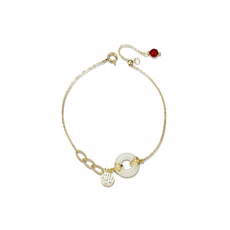 Qlady 和田玉平安扣 手链