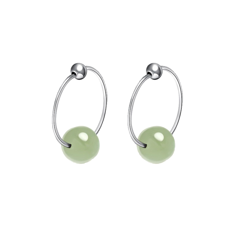 伊黛儿 玉质银耳环