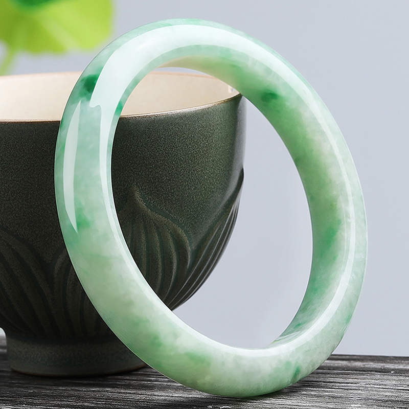 玉观澜 飘花淡绿 手镯