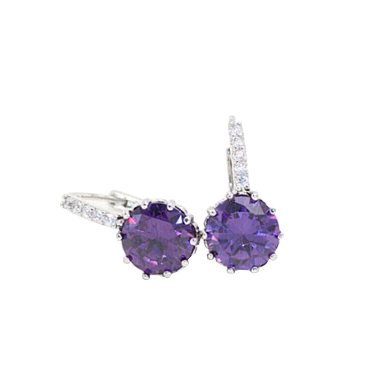 萦憬芊 紫色锆钻耳饰