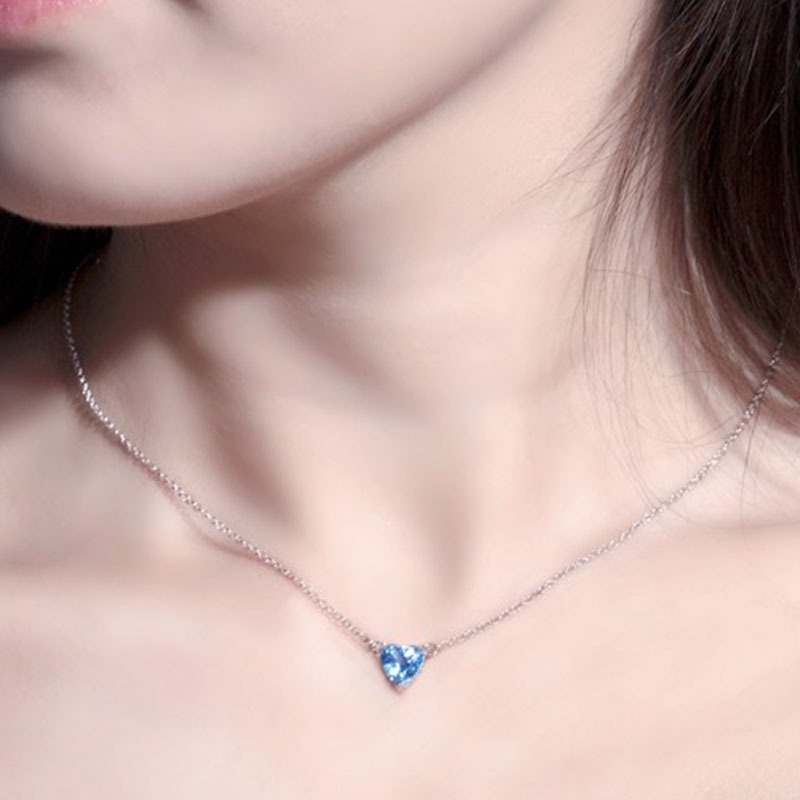 麟凰物 925银短款心形项链