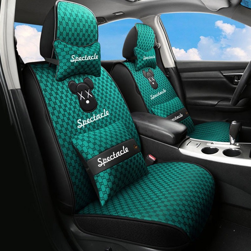 欧玛奴 绿色卡通小熊汽车坐垫