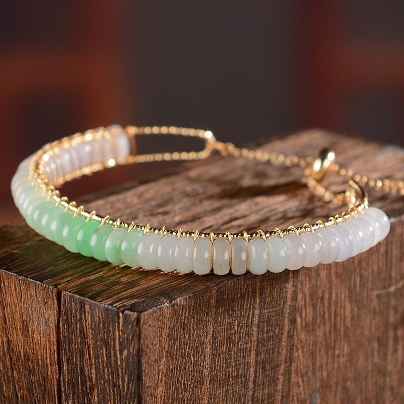 初闻 翡翠14k金手链