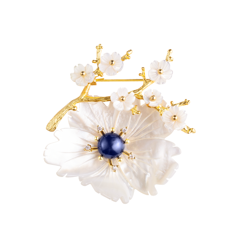 知见原创工坊复古雅致梨花胸针