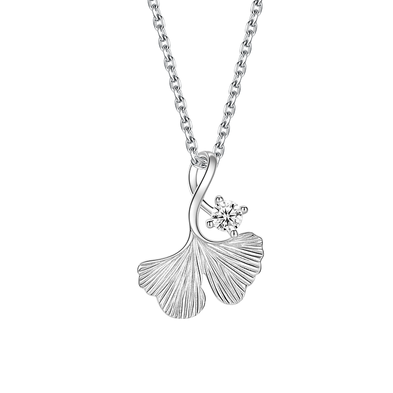 追梦马 银质银杏叶项链