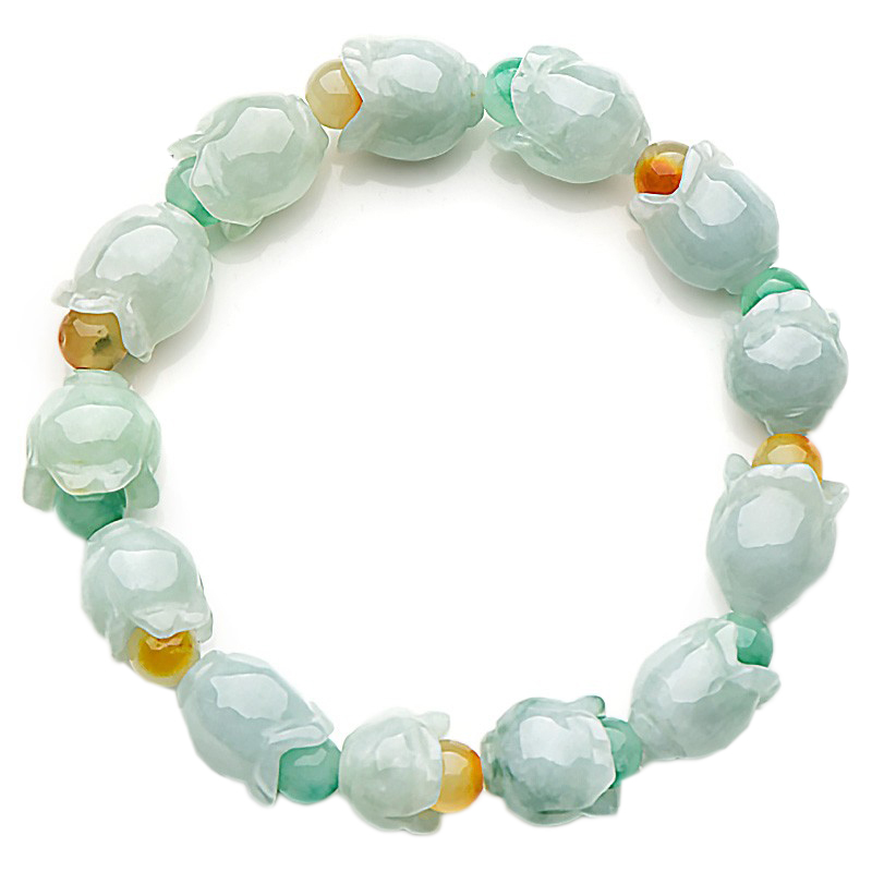 可玉可求多彩小清新花朵翡翠手链