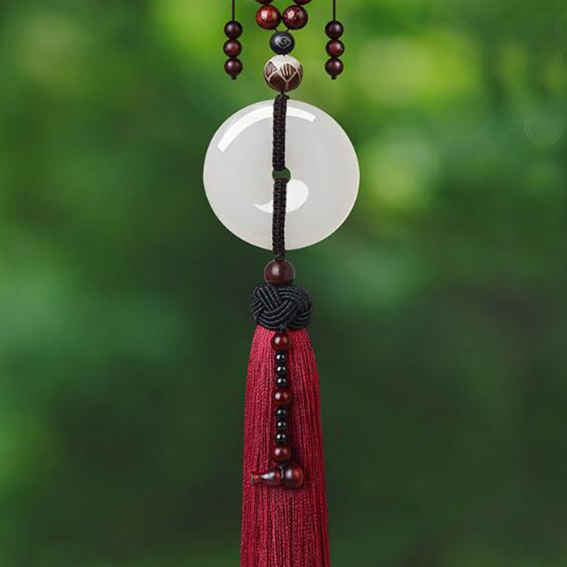 吉玺 白玉石平安扣 汽车挂件