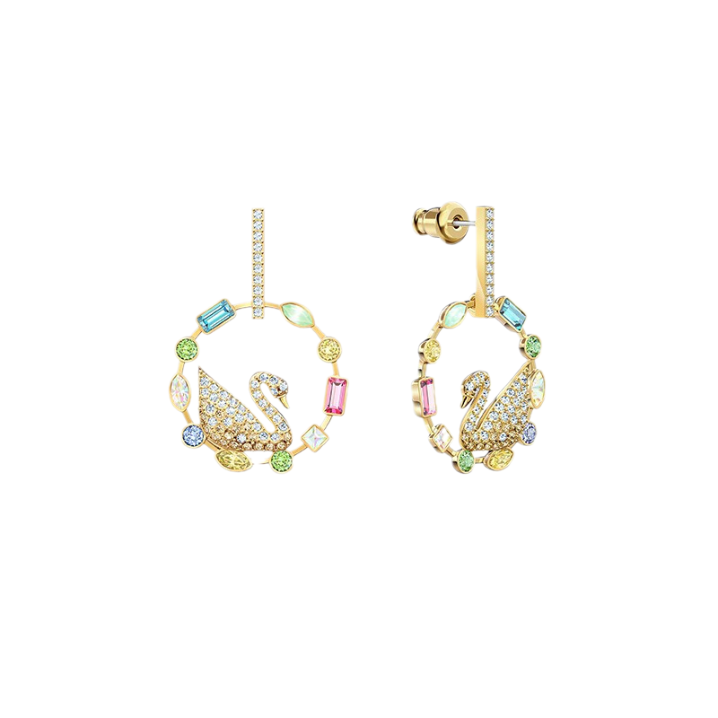 施华洛世奇 彩虹天鹅耳钉