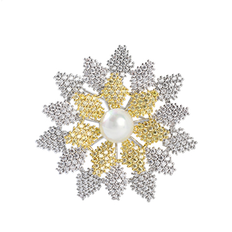 左欧雪花胸针