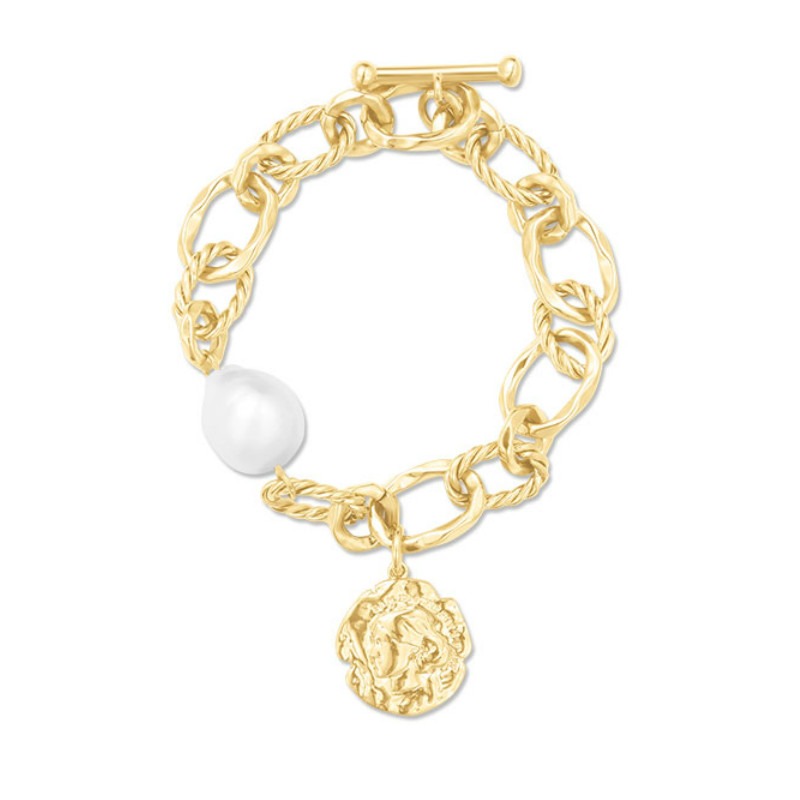 OOAK硬币吊牌复古纹手链