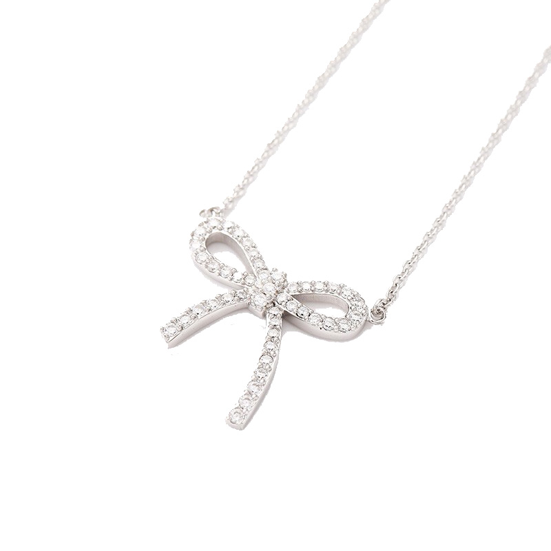 蒂芙妮 白金色蝴蝶结项链