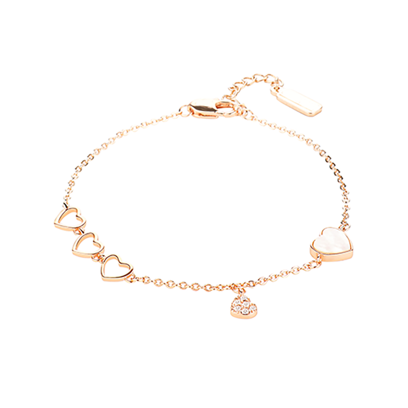 博皓 心心相印纯银手链