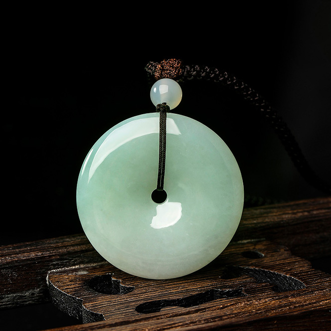 周大生 糯种平安扣翡翠吊坠