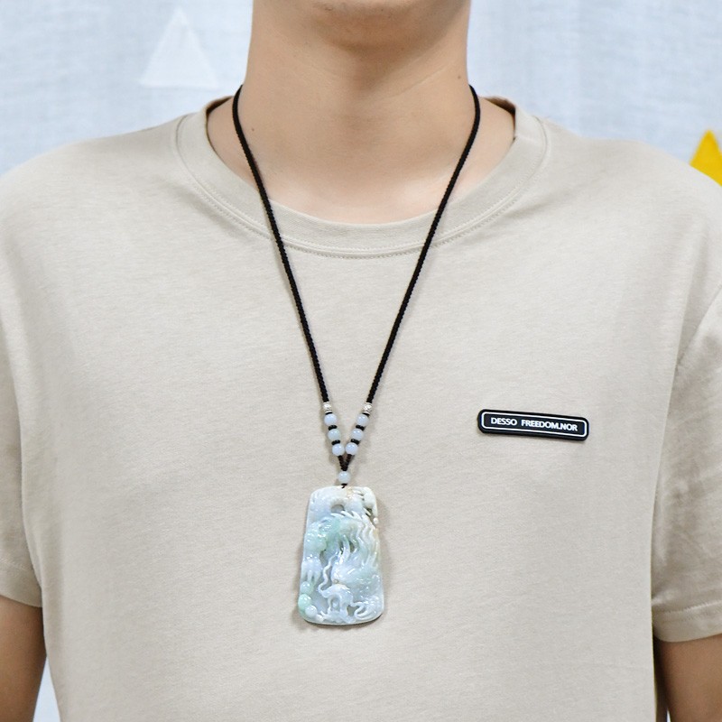 千载一玉 龙牌 翡翠吊坠