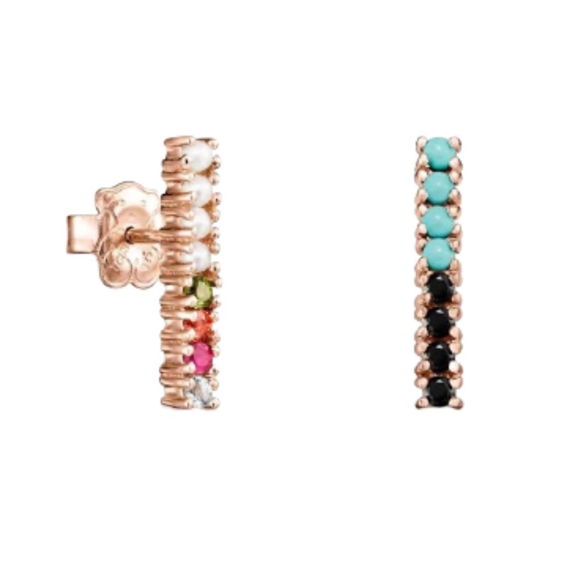 桃丝熊简约彩色耳钉