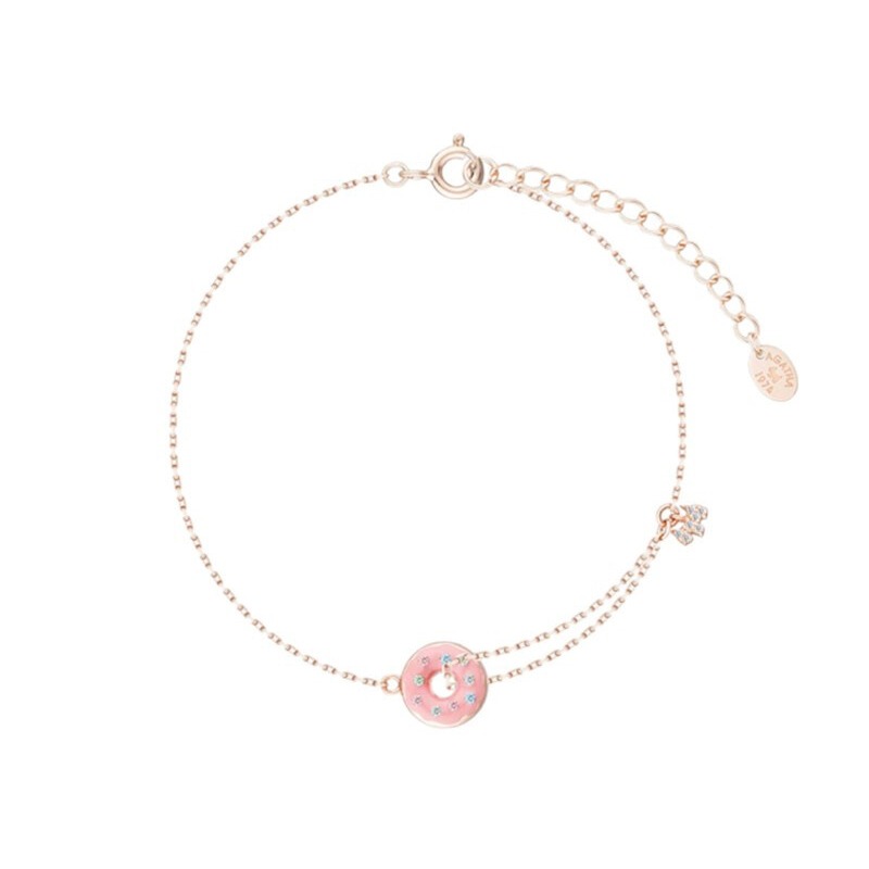 瑷嘉莎童趣草莓牛奶甜甜圈手链