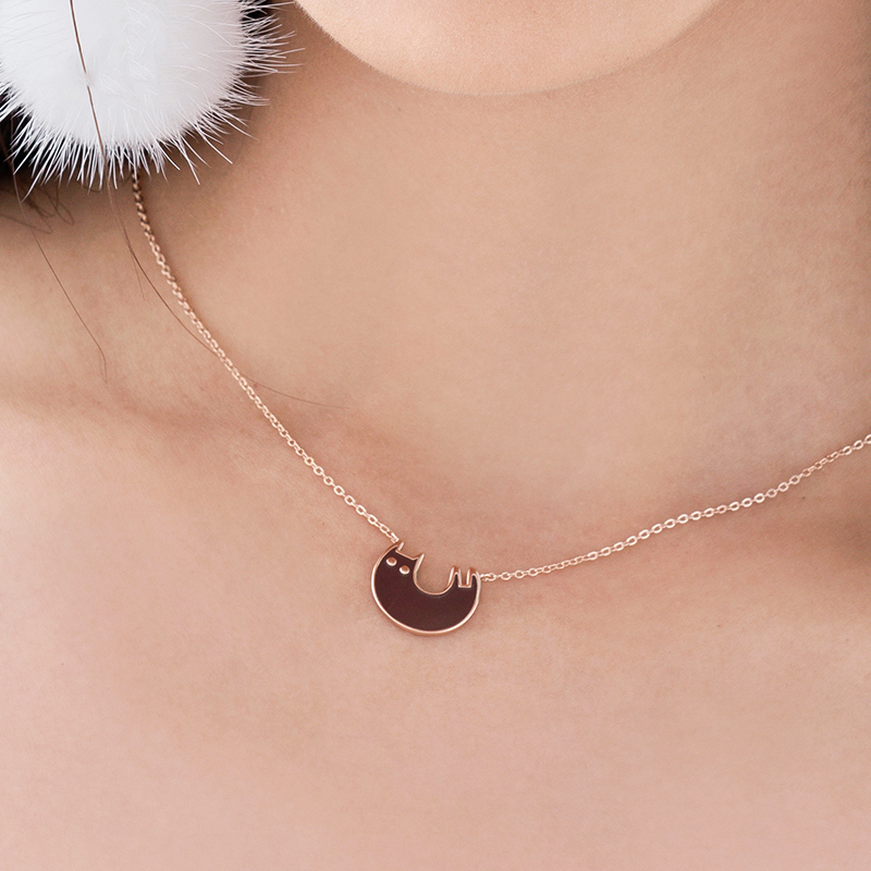 花芽舒适系列慵懒猫项链