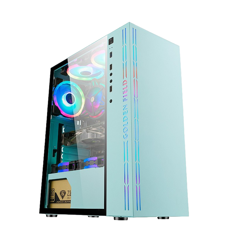 金河田 冰魄蓝RGB光控机箱