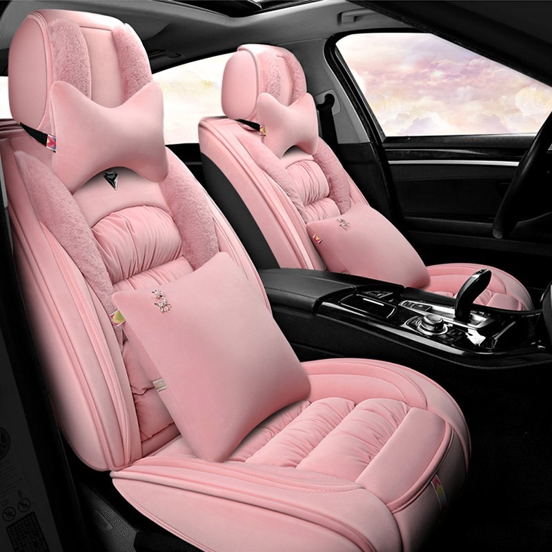 牧饰 亲绒粉全包围汽车坐垫