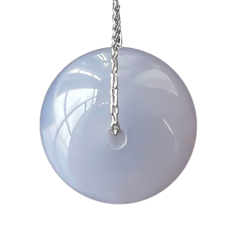 碧玉尊天然翡翠玉扣浅紫玉吊坠