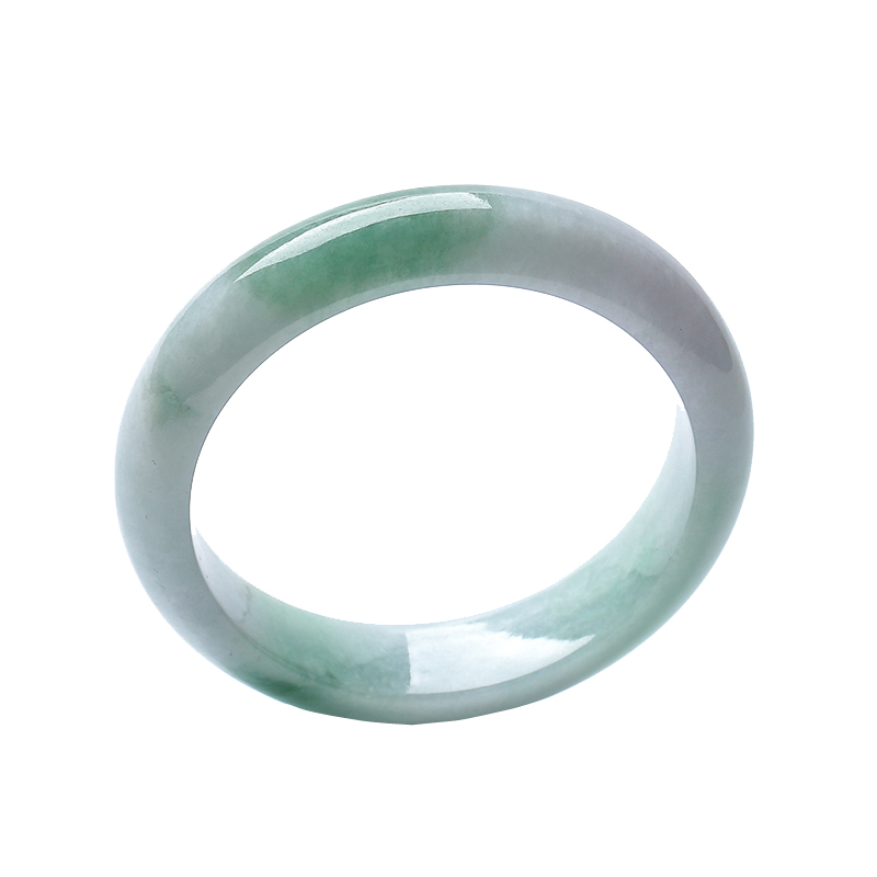 玉荔缘 天然翡翠飘绿女款玉镯