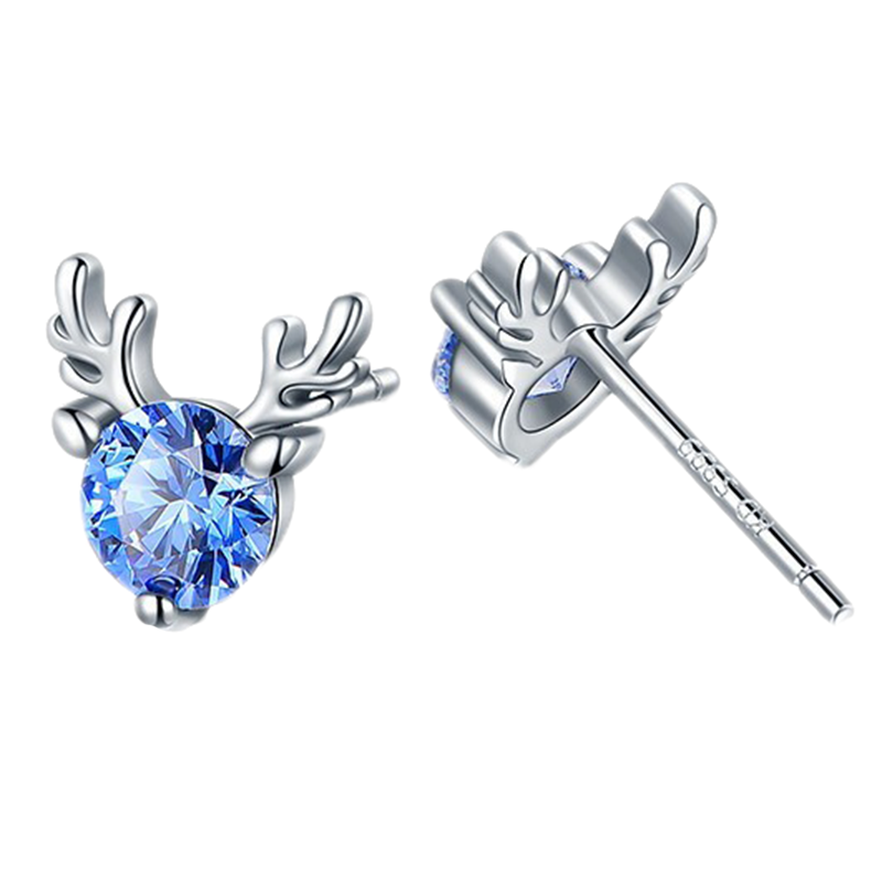 卡蒂罗 蓝锆鹿角耳饰