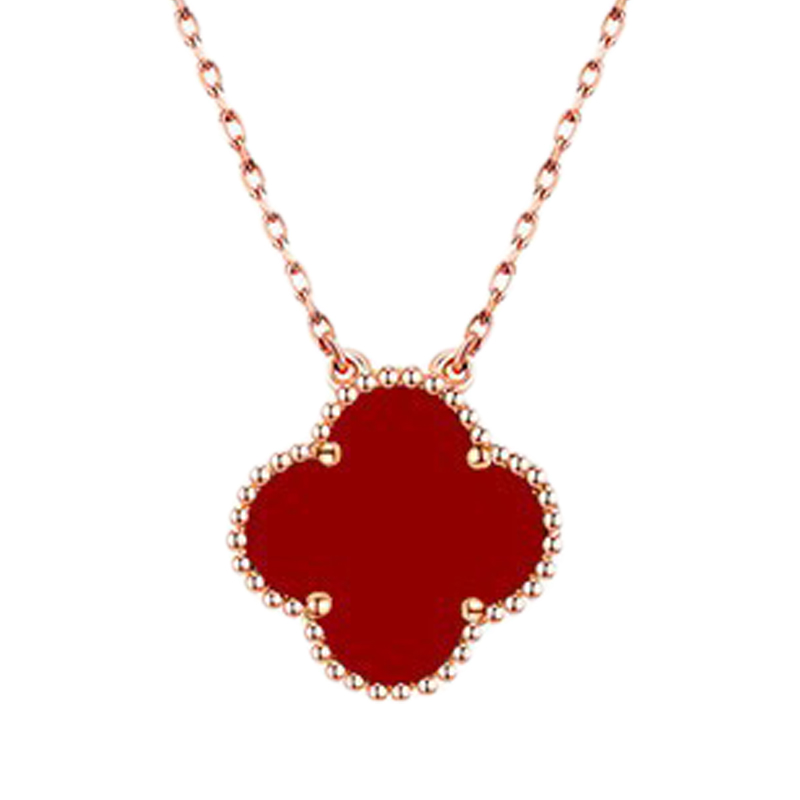 艾素 红玛瑙四叶草项链