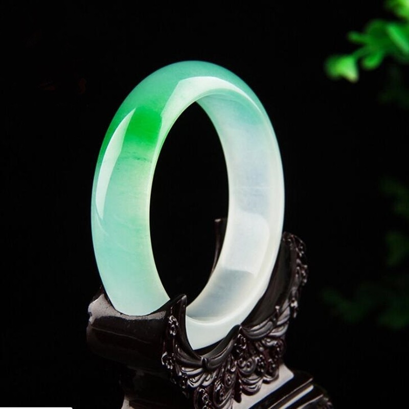 熙末 缅甸冰种飘绿翡翠手镯