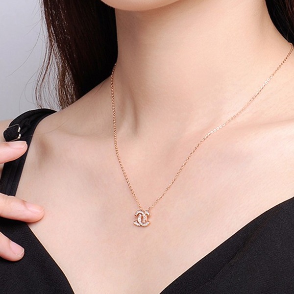 柯芙尼 双C字母玫瑰金项链