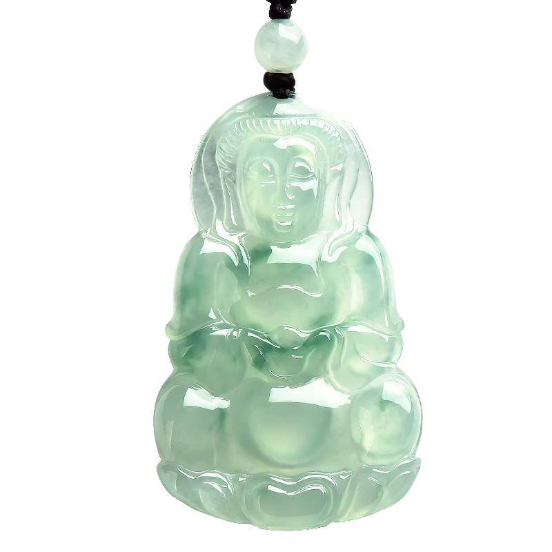 玉萌色 水润通透观音吊坠