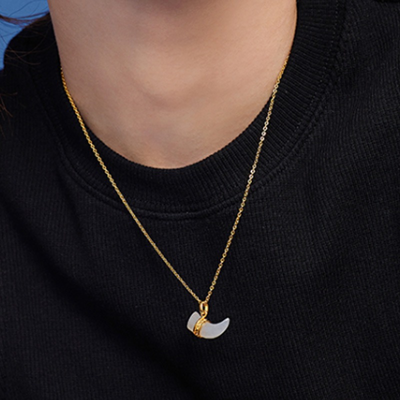 六福珠宝 牛角黄金玉石 吊坠