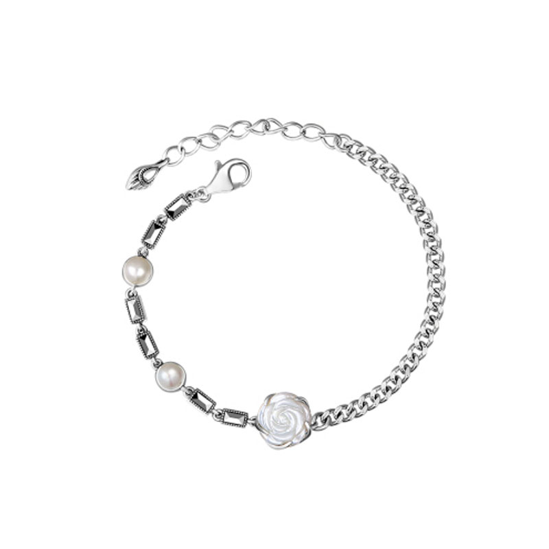 曼古银 白玫瑰 手链