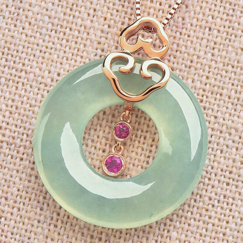 绿翠玉楼 18k玫瑰金翡翠吊坠