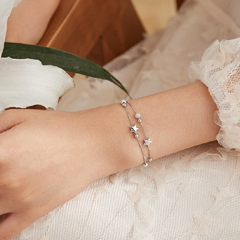 银千惠纯银星星手链