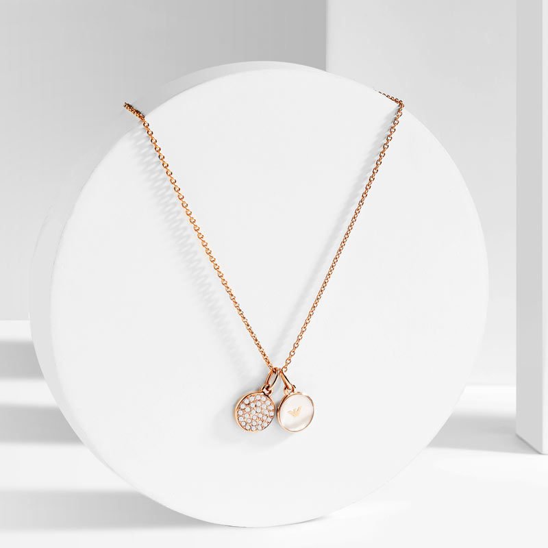 阿玛尼 镶钻锁骨项链