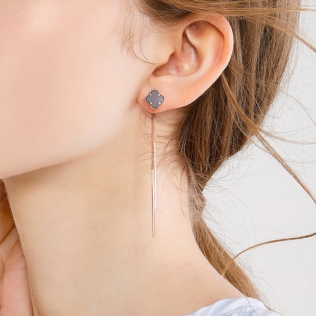 沫兰 S999银幸运四叶草耳饰