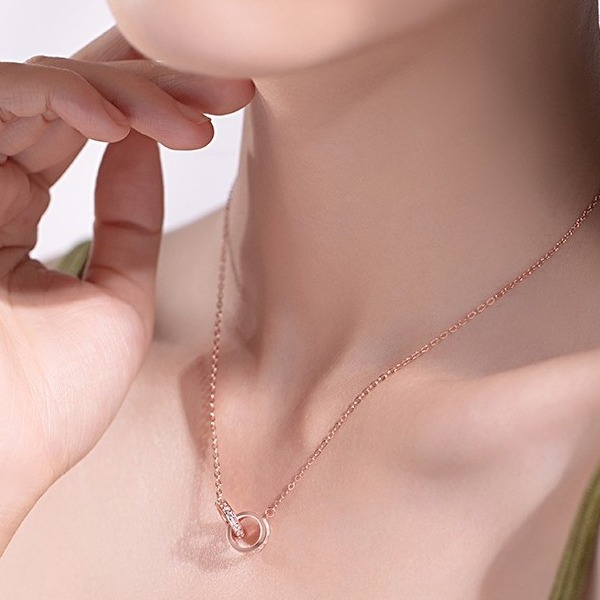 沫兰 小蛮腰双环彩金项链