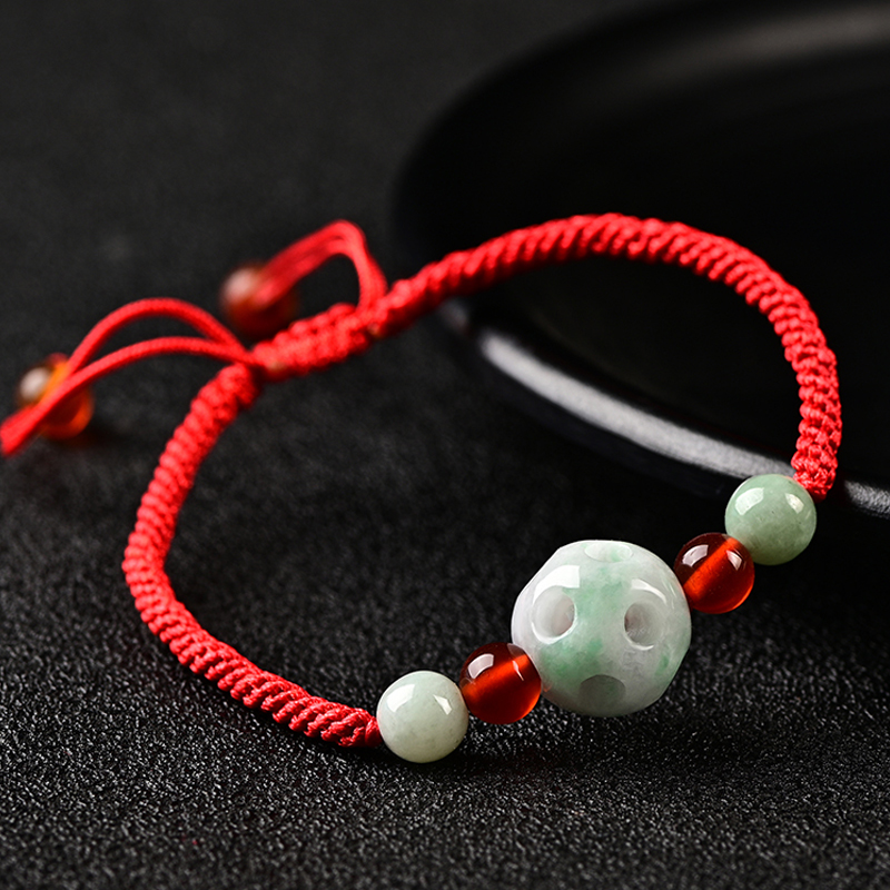 靳钰晨 翡翠A货本命年红绳