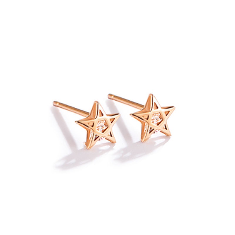 爱的约定玫瑰金星星耳饰