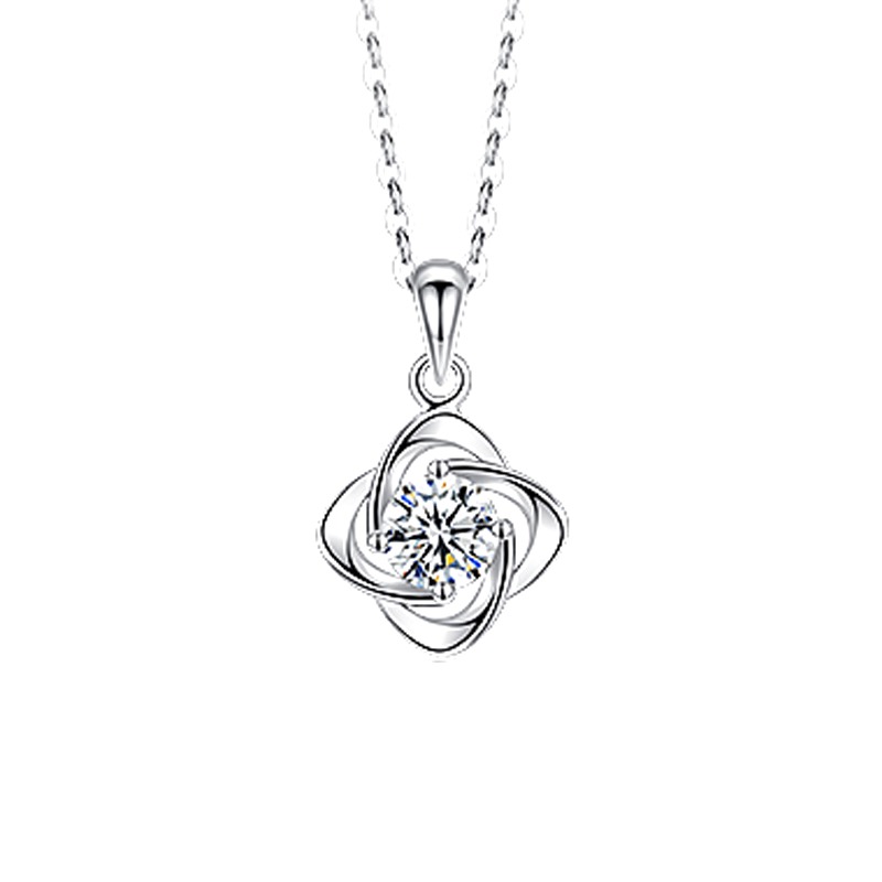 唯一 锆石四叶草银项链