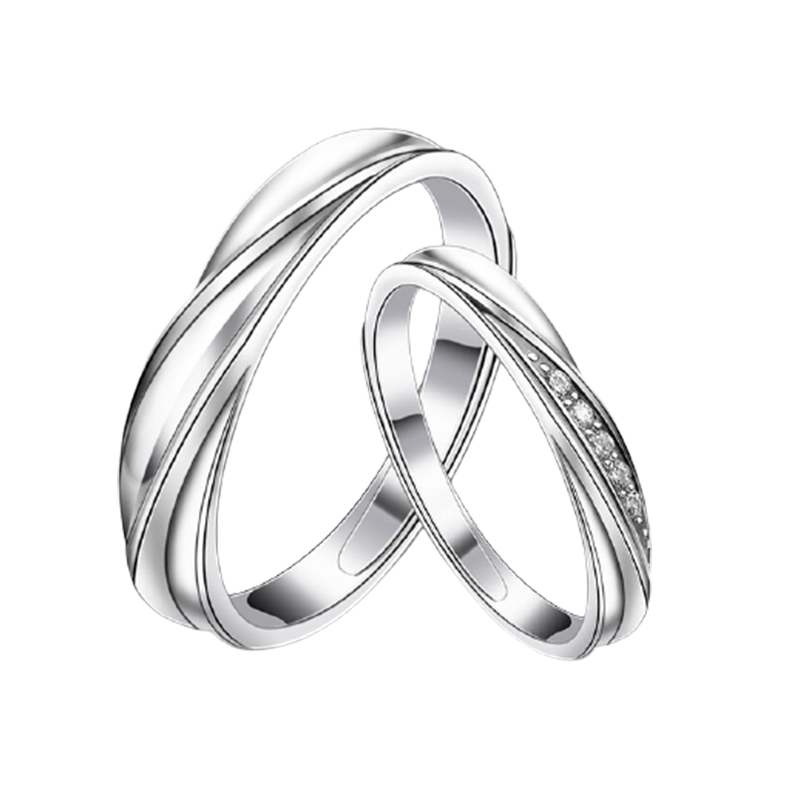 吴越老银铺 纯银情侣对戒