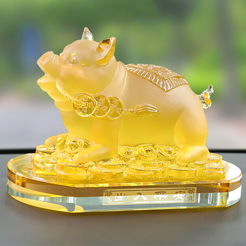 自由牛 创意福猪 汽车摆件