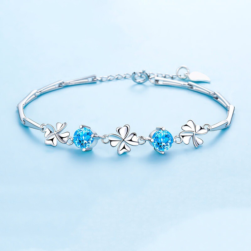 法蔻 紫水晶四叶草925银手链