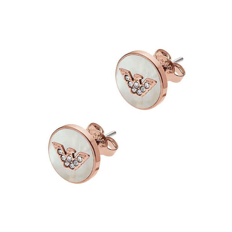 阿玛尼圆形鹰标镶水钻耳钉