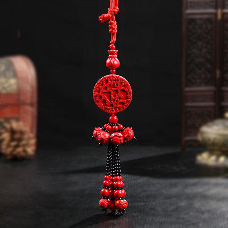 端目 朱砂红汽车挂件