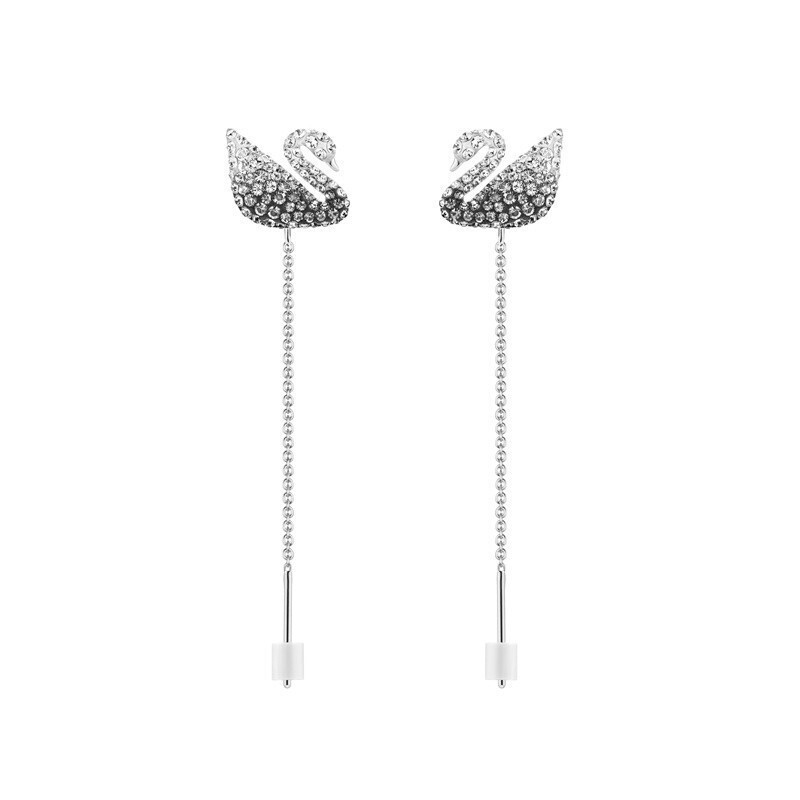 施华洛世奇 黑白渐变色天鹅耳饰