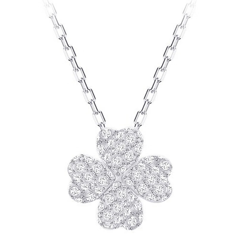 施华洛世奇 镀白金色四叶草项链