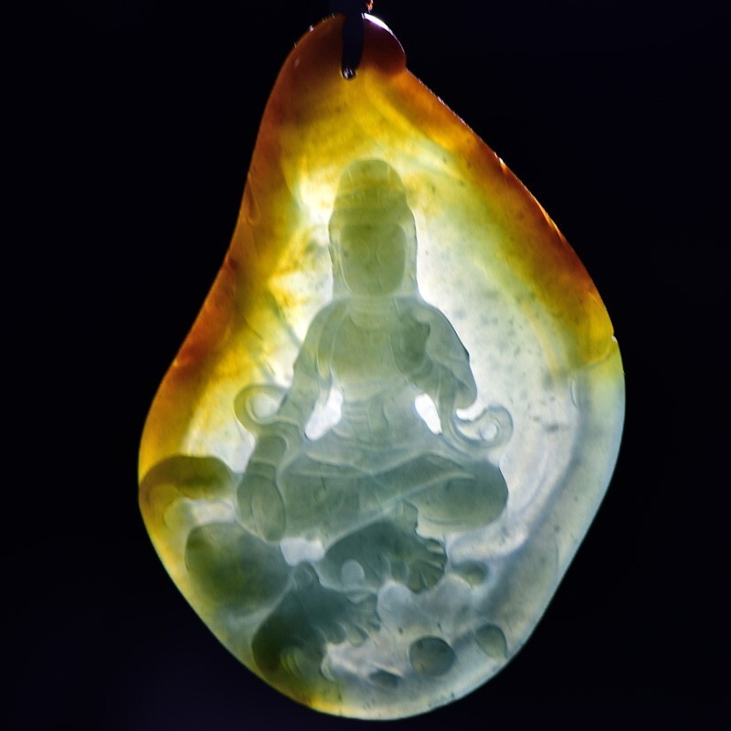 可玉可求 冰油绿翡翠吊坠