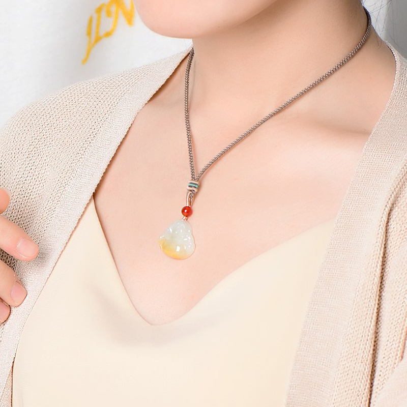 可玉可求 女款黄翡笑佛玉吊坠