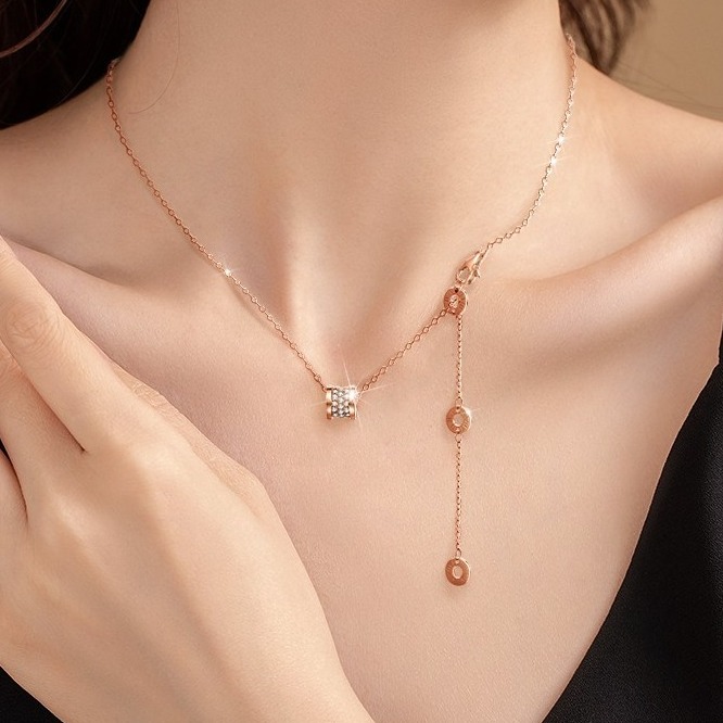 沫兰 小蛮腰玫瑰金项链